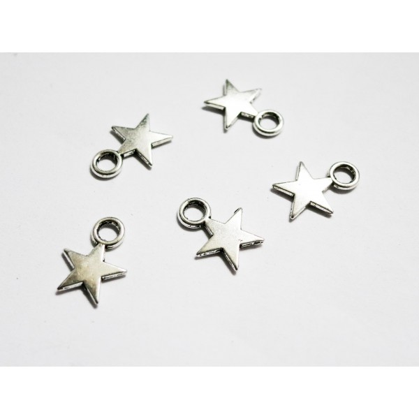 5x silberfarben Stern Anhänger 11x9mm Schmuckanhänger - Schmuckzubehör - Leisure-Beads DIY