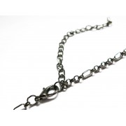1x Gunmetal Halskette ca. 71cm 6x3x1mm Eisen Gliederkette in metallschwarze mit Karabinerhaken - gunmetal Schmuckzubehör