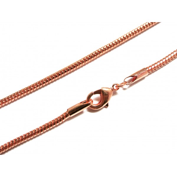 1x rosegoldfarbene Halskette 80cm rosegoldfarben Schlangenkette mit Karabinerhaken - Schmuckzubehör - Leisure-Beads DIY
