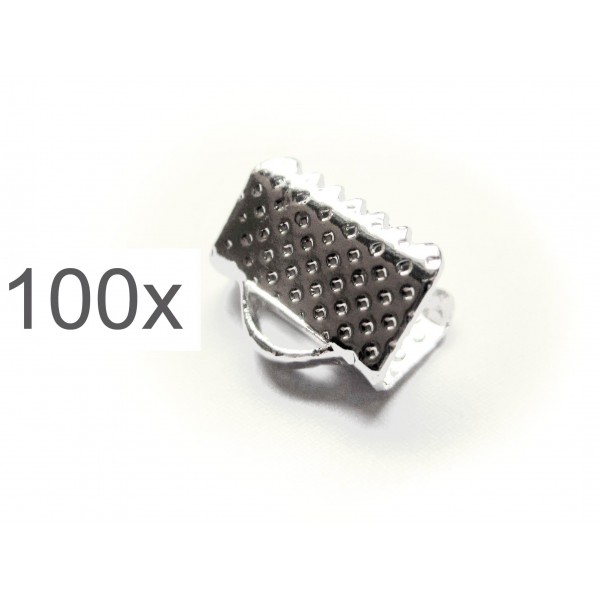 100x Bandklemme 10mm hellsilberfarben Bandverbinder - Schmuckzubehör - Leisure-Beads DIY