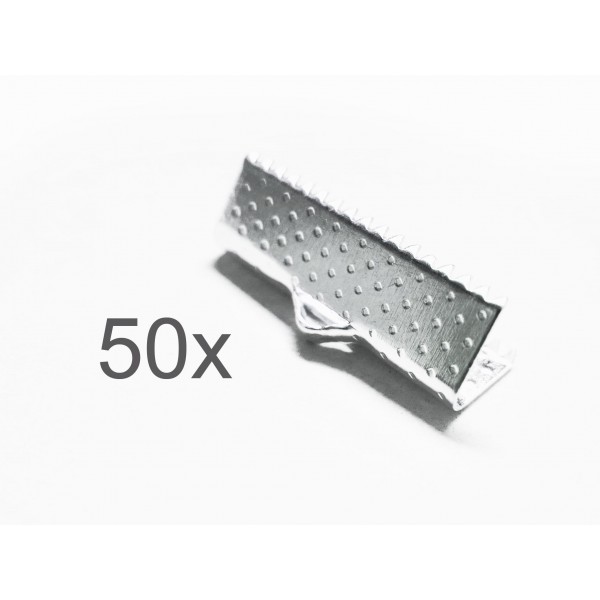 50x hellsilberfarbene Bandklemme 20mm Bandverbinder - Schmuckzubehör