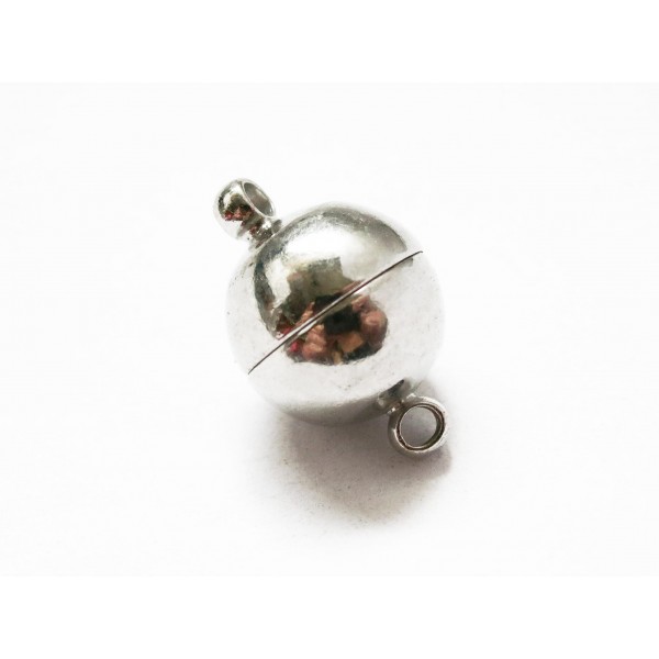 1x silberfarbener Magnetverschluss 16x10mm kugelförmig - Schmuckzubehör