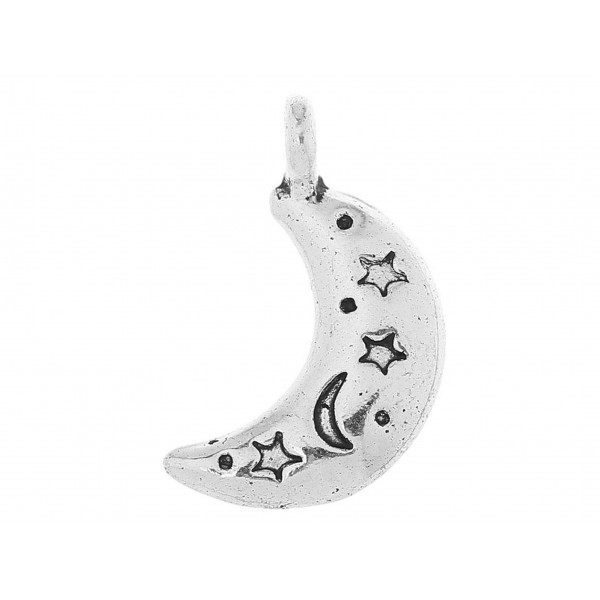 2x silberfarben Mondanhänger 19x11mm Halbmond Schmuckanhänger - Schmuckzubehör - Leisure-Beads DIY