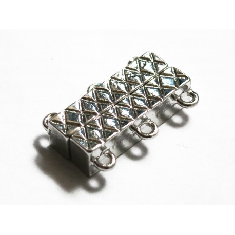 Leisure-Beads - 1x hellsilberfarben Magnetverschluss 21x14x5,5mm für 3 Stränge - Schmuckzubehör