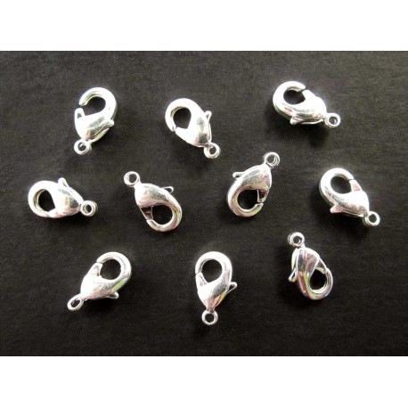 Leisure-Beads - 10x hellsilberfarben Karabinerhaken 10mm glatt Schmuckverschluss - Schmuckzubehör