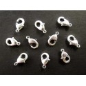 10x hellsilberfarben Karabinerhaken 10mm glatt Schmuckverschluss - Schmuckzubehör