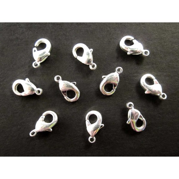 10x hellsilberfarben Karabinerhaken 10mm glatt Schmuckverschluss - Schmuckzubehör - Leisure-Beads DIY