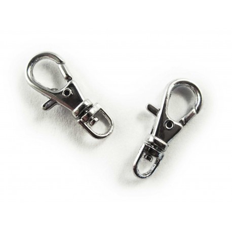 Leisure-Beads - 2x silberfarben Karabinerhaken 23mm glatt silberfarbener Karabiner - Schmuckzubehör