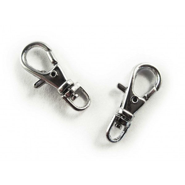 2x silberfarben Karabinerhaken 23mm glatt silberfarbener Karabiner - Schmuckzubehör