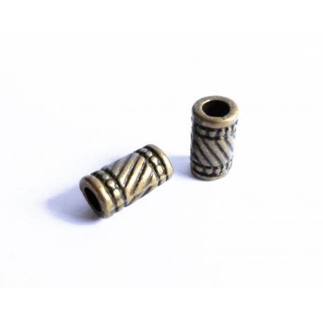 Leisure-Beads - 2x Tube Metallperlen bronzefarben 11x6mm Grosslochperle - Schmuckzubehör