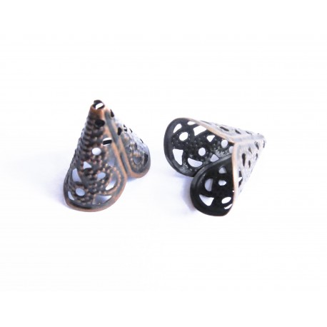 Leisure-Beads - 2x filigrane kupferfarben Perlenkappen 16x11mm kupferfarbene Perlen Kappen - Schmuckzubehör