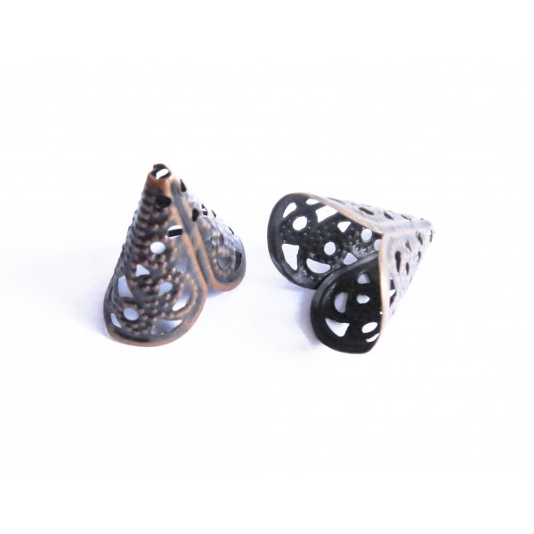 2x filigrane kupferfarben Perlenkappen 16x11mm kupferfarbene Perlen Kappen - Schmuckzubehör - Leisure-Beads DIY