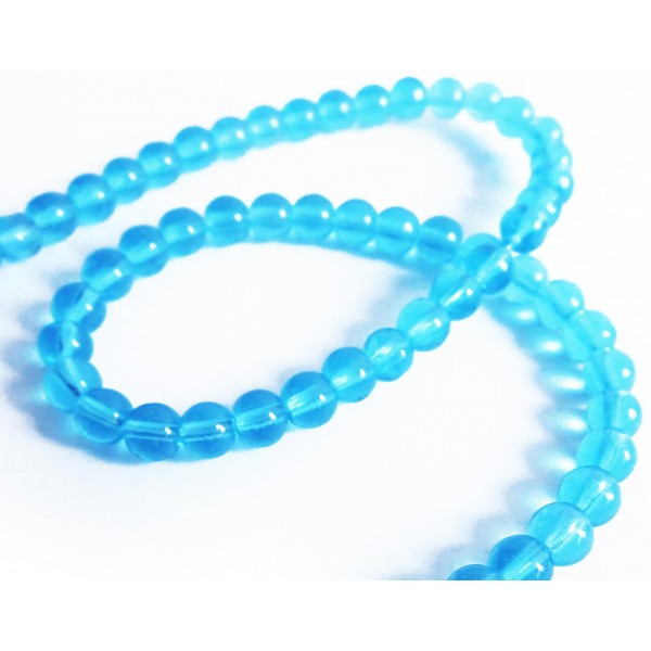 1 Strang türkis 4mm Glasperlen rund transparent - Schmuckzubehör - Leisure-Beads DIY