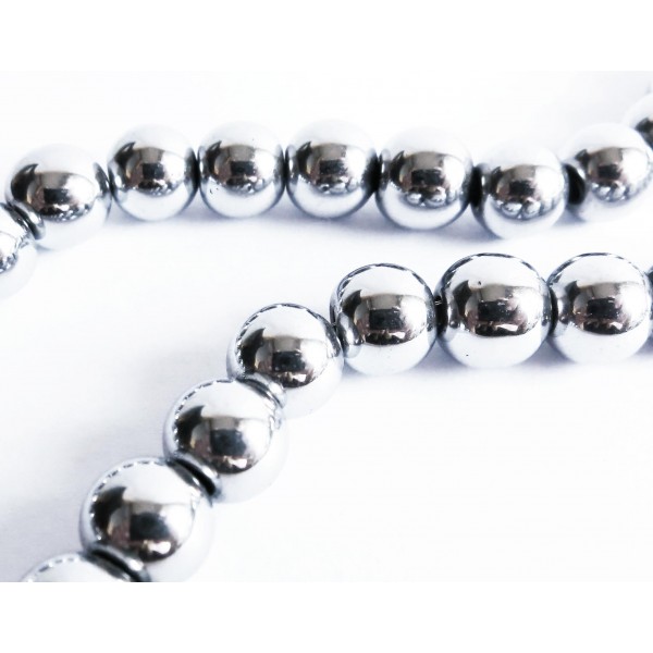 5x silberfarben Hämatit Perle 8mm - Schmuckzubehör - Leisure-Beads DIY