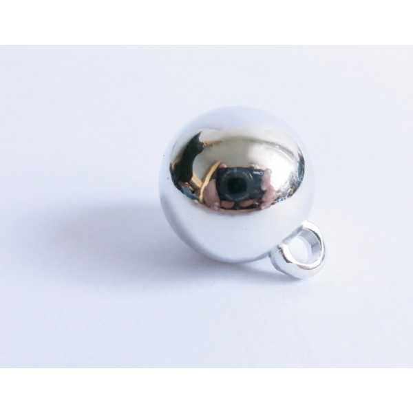 2x silberfarben Kugel Anhänger 14mm Acryl Schmuckanhänger - Schmuckzubehör