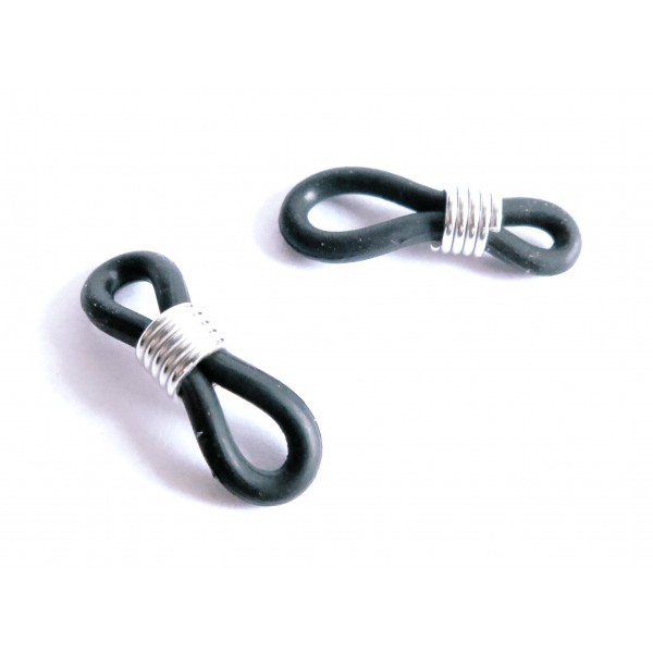 2x schwarz silberfarbene Brillenösen 20x6mm - Schmuckzubehör - Leisure-Beads DIY