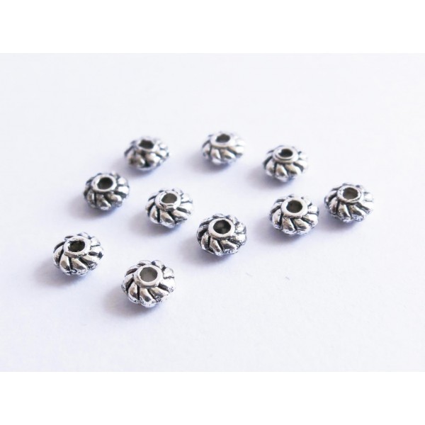 10x 4x2mm Metallperlen silberfarben Spacer Miniperlen - Schmuckzubehör Metallperle - Leisure-Beads DIY