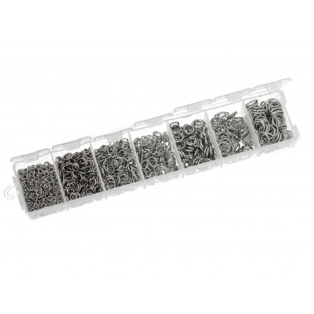 Leisure-Beads - Box mit 1500x silberfarben Biegering 3-8mm runde Binderinge - Schmuckzubehör Set
