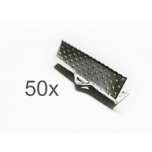 50x silberfarbene Bandklemme 20mm Bandverbinder - Schmuckzubehör