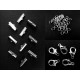10 hellsilber Bandklemmen 20mm + 5 Karabiner + 20 Biegeringe als Schmuckzubehör Set für Halsbänder - Schmuckzubehör Set