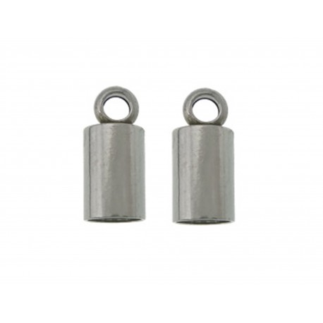 Leisure-Beads - 4x Edelstahl Endkappe Innen 3mm 9x4mm mit Öse - Schmuckzubehör Endkappe