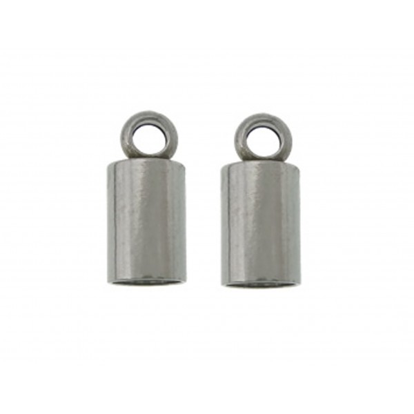 4x Edelstahl Endkappe Innen 3mm 9x4mm mit Öse - Schmuckzubehör Endkappe - Leisure-Beads DIY