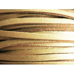 Leisure-Beads - 1m goldfarben Lederband 3mm x 1,5mm goldfarben Echtleder Band - Leder Schmuckzubehör