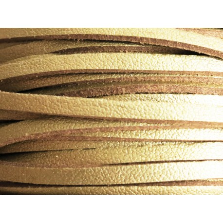 Leisure-Beads - 1m goldfarben Lederband 3mm x 1,5mm goldfarben Echtleder Band - Leder Schmuckzubehör