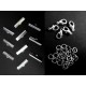 10 hellsilber Bandklemmen 25mm + 5 Karabiner + 20 Biegeringe als Schmuckzubehör Set für Halsbänder - Schmuckzubehör Set