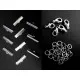 10 hellsilber Bandklemmen 25mm + 5 Karabiner + 20 Biegeringe als Schmuckzubehör Set für Halsbänder - Schmuckzubehör Set - Leisure-Beads DIY