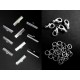 10 hellsilberfarben Bandklemmen 25mm + Karabiner + Biegeringe Schmuckzubehör Set