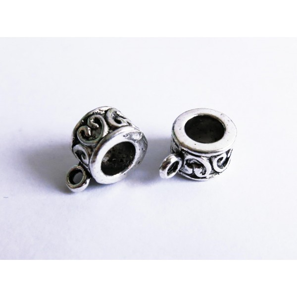 2x Tube Kettenverbinder Lederband 12x9mm Großloch Kettenverteiler silberfarben - Schmuckzubehör - Leisure-Beads DIY