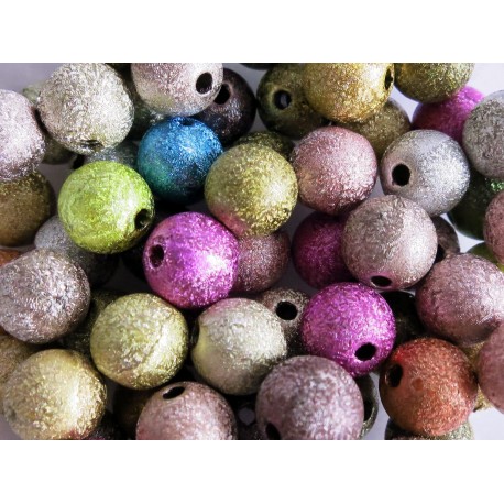 Leisure-Beads - 50 bunte ACRYL Perlen Stardust 8mm angerauhte Acrylperlen im bunten Perlenmix - Schmuckzubehör Acrylperlen