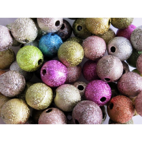 50 bunte ACRYL Perlen Stardust 8mm angerauhte Acrylperlen im bunten Perlenmix - Schmuckzubehör Acrylperlen - Leisure-Beads DIY