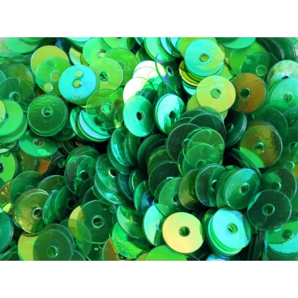 23g transparente grüne holo Pailletten 5mm runde flache Pailletten - Bastelbedarf - Leisure-Beads DIY