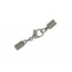 1x Edelstahl Endkappe mit Karabiner 8x3mm zum Einkleben silber Einklebverschluss - Schmuckzubehör Endkappe