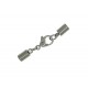 1x Edelstahl Einklebverschluss Innen 3mm 34x4mm Endkappe 8x4mm mit Karabiner - Schmuckzubehör Endkappe