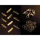 10 goldfarben Bandklemmen 25mm + 5 Karabiner + 20 Biegeringe als Schmuckzubehör Set für Halsbänder - Schmuckzubehör Set - Leisure-Beads DIY