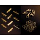 10 goldfarbene Bandklemmen 25mm + Karabiner + Biegeringe - Schmuckzubehör Set