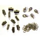 10 bronze Bandklemmen 13mm + 5 Karabiner + 20 Biegeringe als Schmuckzubehör Set für Halsbänder - bronze Schmuckzubehör Set