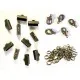 10 bronze Bandklemmen 13mm + 5 Karabiner + 20 Biegeringe als Schmuckzubehör Set für Halsbänder - bronze Schmuckzubehör Set - Leisure-Beads DIY
