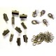 10 bronzefarbene Bandklemmen 13mm + Karabiner + Biegeringe - Schmuckzubehör Set