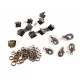 10 kupfer Bandklemmen 6mm + 5 Karabiner + 20 Biegeringe als Schmuckzubehör Set für Halsbänder - kupfer Schmuckzubehör Set - Leisure-Beads DIY