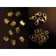 10 goldfarben Bandklemmen 8mm + 5 Karabiner + 20 Biegeringe als Schmuckzubehör Set für Halsbänder - Schmuckzubehör Set - Leisure-Beads DIY