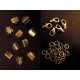 10 goldfarbene Bandklemmen 8mm + Karabiner + Biegeringe - Schmuckzubehör Set