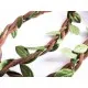1m braun grünes geflochtenes Band Endbreite ca. 6mm in Wildlederoptik mit Blättern - Schmuckzubehör Schmuckband - Leisure-Beads DIY