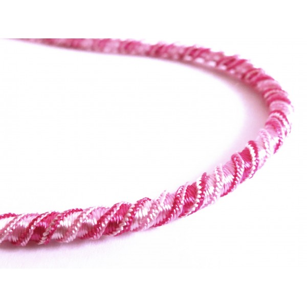 1m elastische pink Kordel 6mm pink rosa Schmuckband mit seidigem Glanz - Schmuckzubehör Kordel für Halsband - Leisure-Beads DIY