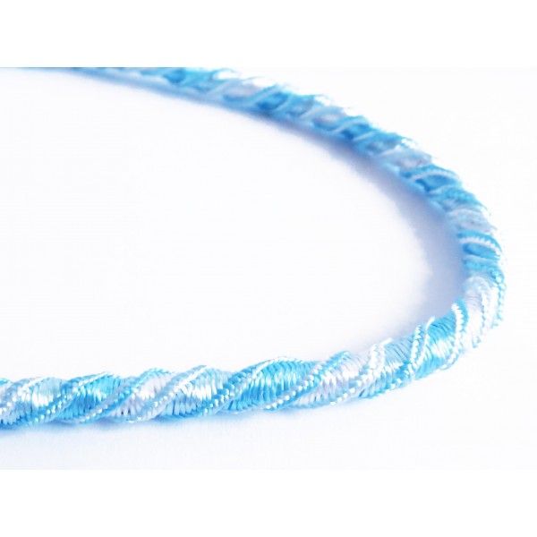 1m elastische hellblaue Kordel 6mm hellblaues Schmuckband mit seidigem Glanz - Schmuckzubehör Kordel für Halsband - Leisure-Beads DIY