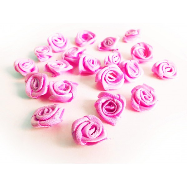 10x pinke Satinrose 15x7mm zum Bekleben Scrapbooking - Bastelbedarf Schmuckzubehör - Leisure-Beads DIY