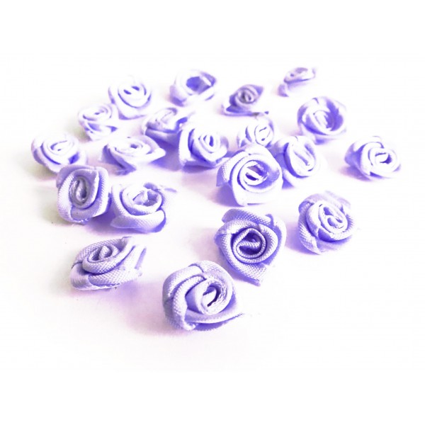 10x flieder Satinrose 15x7mm zum Bekleben Scrapbooking - Bastelbedarf Schmuckzubehör